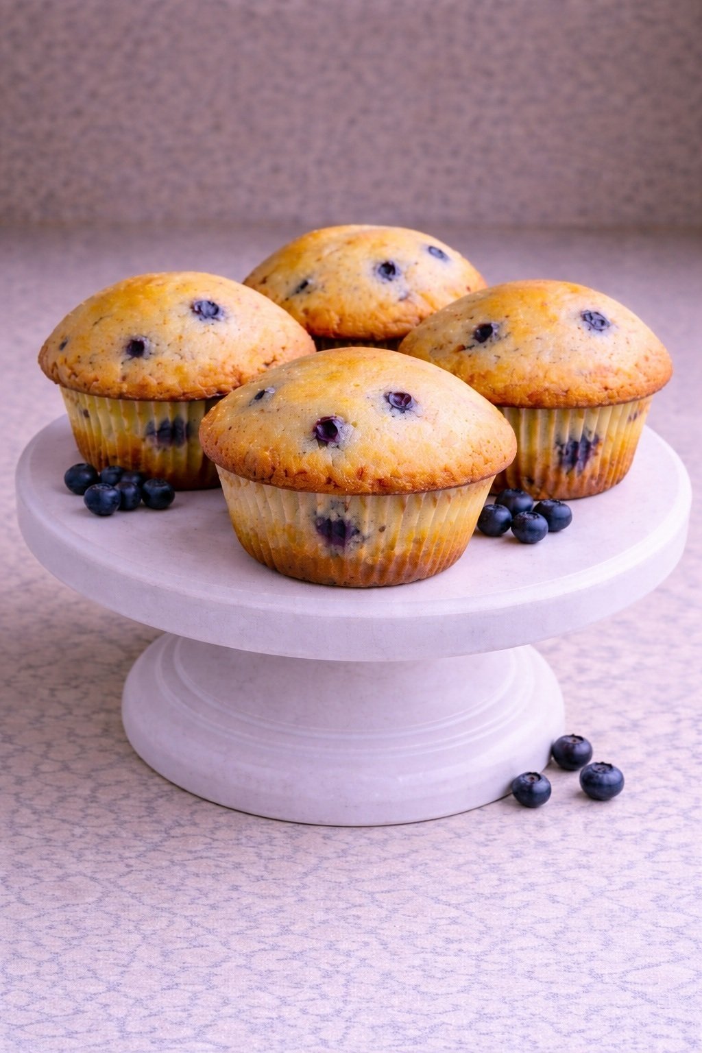 sugar free blueberry muffins made with almond flour and monk fruit
